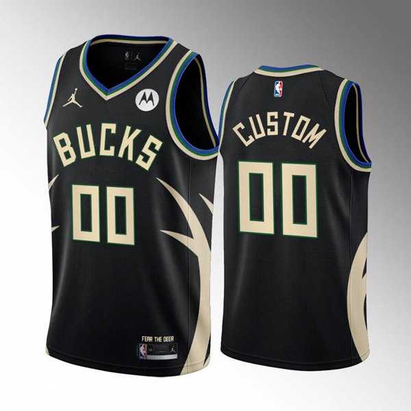 Men%27s Milwaukee Bucks Active Player Custom Black Stitched Basketball Jersey->customized nba jersey->Custom Jersey